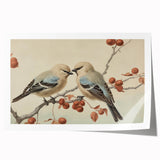 Vintage Animal Art: Birds on Branch Illustration Print