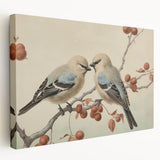 Vintage Animal Art: Birds on Branch Illustration Print