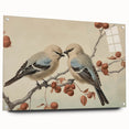 Vintage Animal Art: Birds on Branch Illustration Print