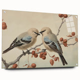Vintage Animal Art: Birds on Branch Illustration Print