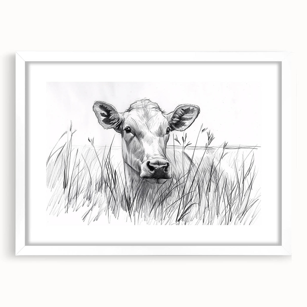 Cow Illustration Art Print – Nature-Inspired Farm Animal Wall Decor
