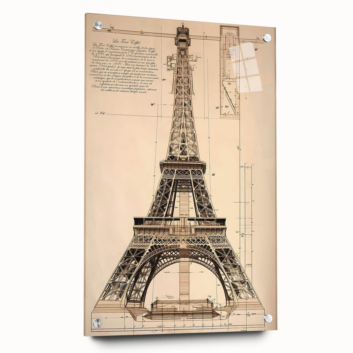 Vintage Eiffel Tower Architectural Wall Art – Historic Building Print