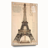 Vintage Eiffel Tower Architectural Wall Art – Historic Building Print