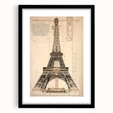 Vintage Eiffel Tower Architectural Wall Art – Historic Building Print