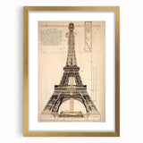 Vintage Eiffel Tower Architectural Wall Art – Historic Building Print