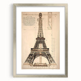 Vintage Eiffel Tower Architectural Wall Art – Historic Building Print