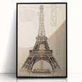 Vintage Eiffel Tower Architectural Wall Art – Historic Building Print