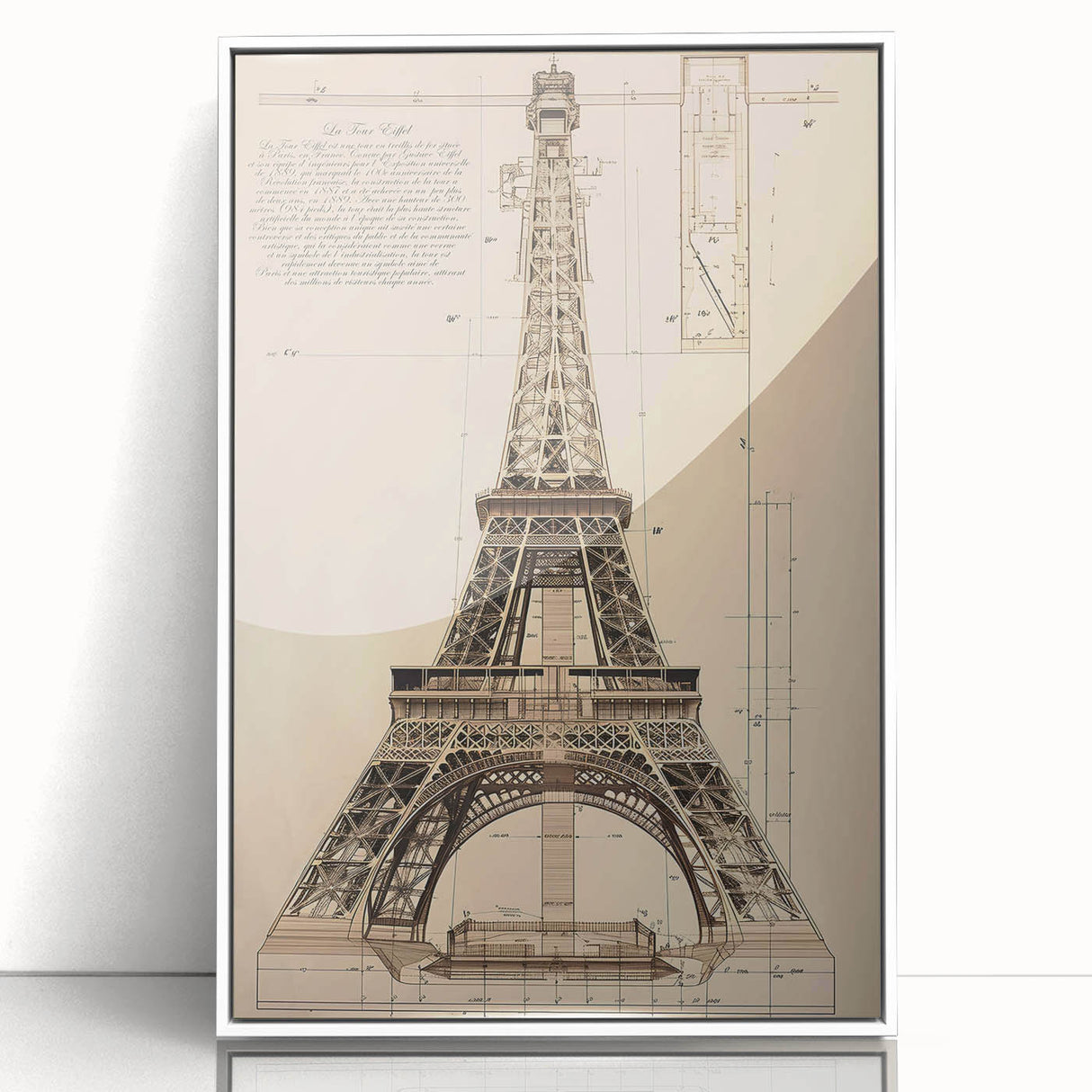 Vintage Eiffel Tower Architectural Wall Art – Historic Building Print