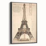 Vintage Eiffel Tower Architectural Wall Art – Historic Building Print