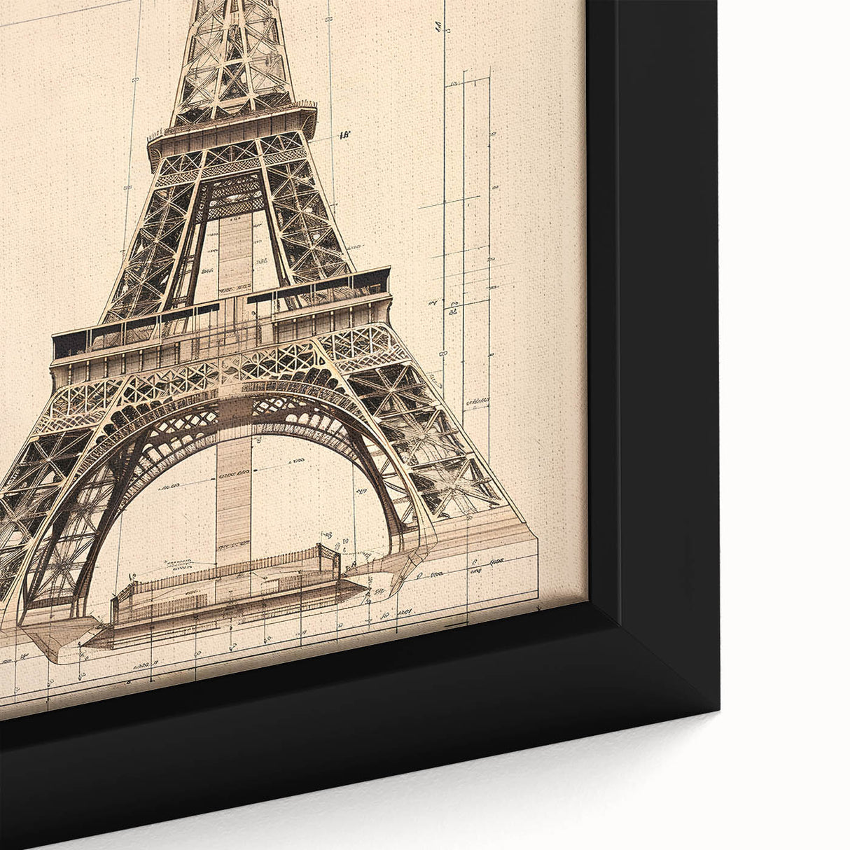 Vintage Eiffel Tower Architectural Wall Art – Historic Building Print