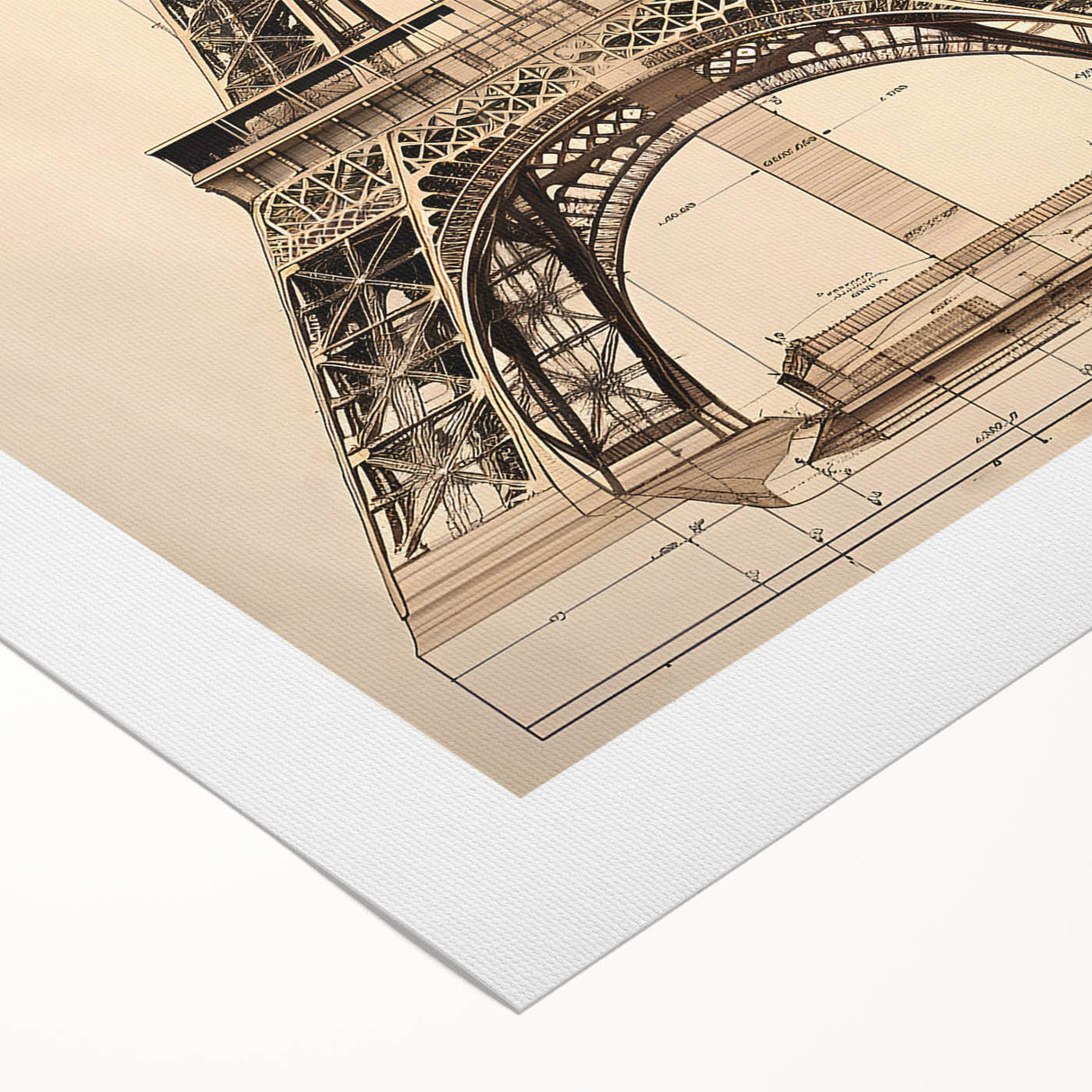 Vintage Eiffel Tower Architectural Wall Art – Historic Building Print