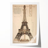 Vintage Eiffel Tower Architectural Wall Art – Historic Building Print