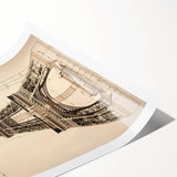 Vintage Eiffel Tower Architectural Wall Art – Historic Building Print