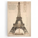 Vintage Eiffel Tower Architectural Wall Art – Historic Building Print