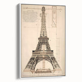 Vintage Eiffel Tower Architectural Wall Art – Historic Building Print