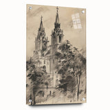 Historic Church Tower Architectural Wall Art