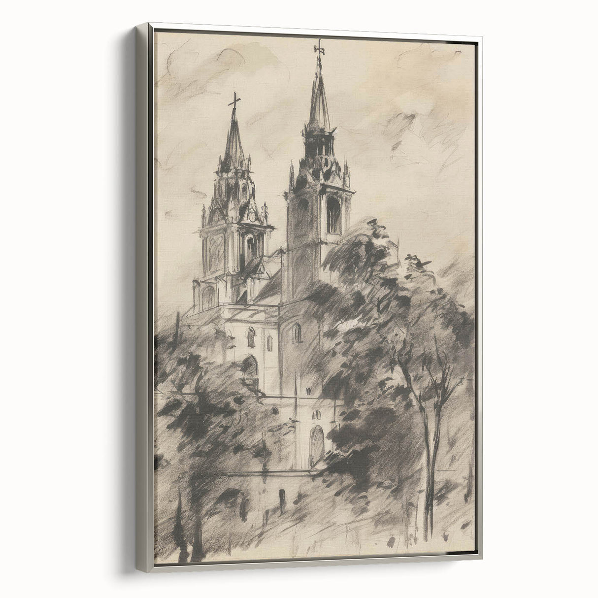 Historic Church Tower Architectural Wall Art