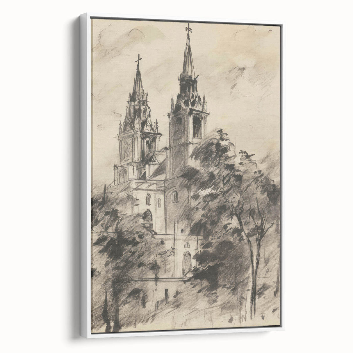 Historic Church Tower Architectural Wall Art