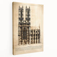 A large canvas print featuring a detailed architectural design in monochrome shades, suitable for kitchen wall art.