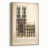 Framed canvas featuring a colorful landscape art painting with vintage poster influences.