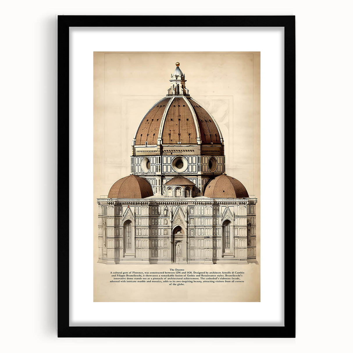 Vintage Architectural Wall Art – Duomo Florence Print