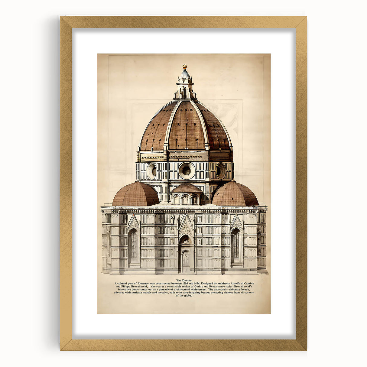 Vintage Architectural Wall Art – Duomo Florence Print