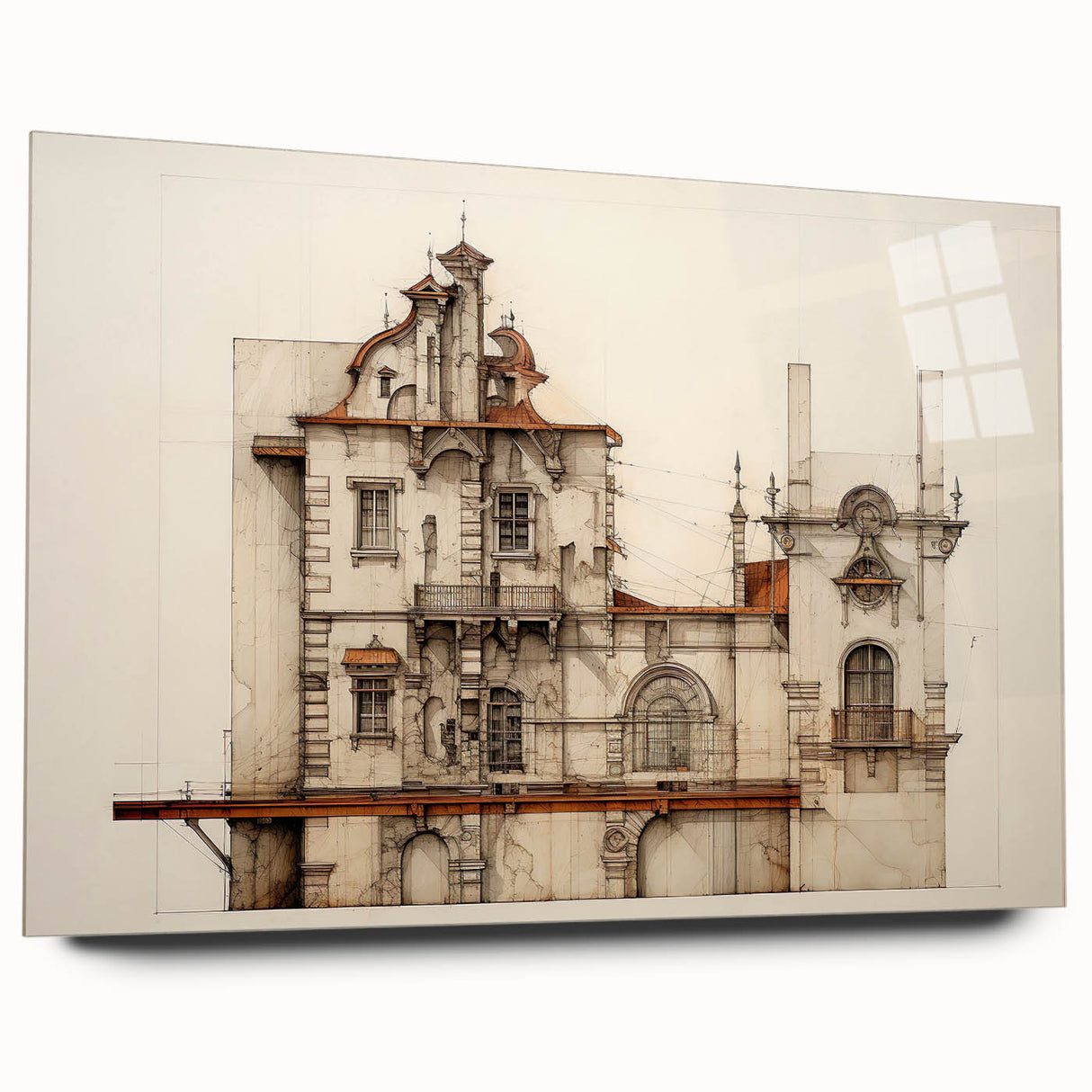 "Vintage Architectural Art - Classic Building Illustration Print"