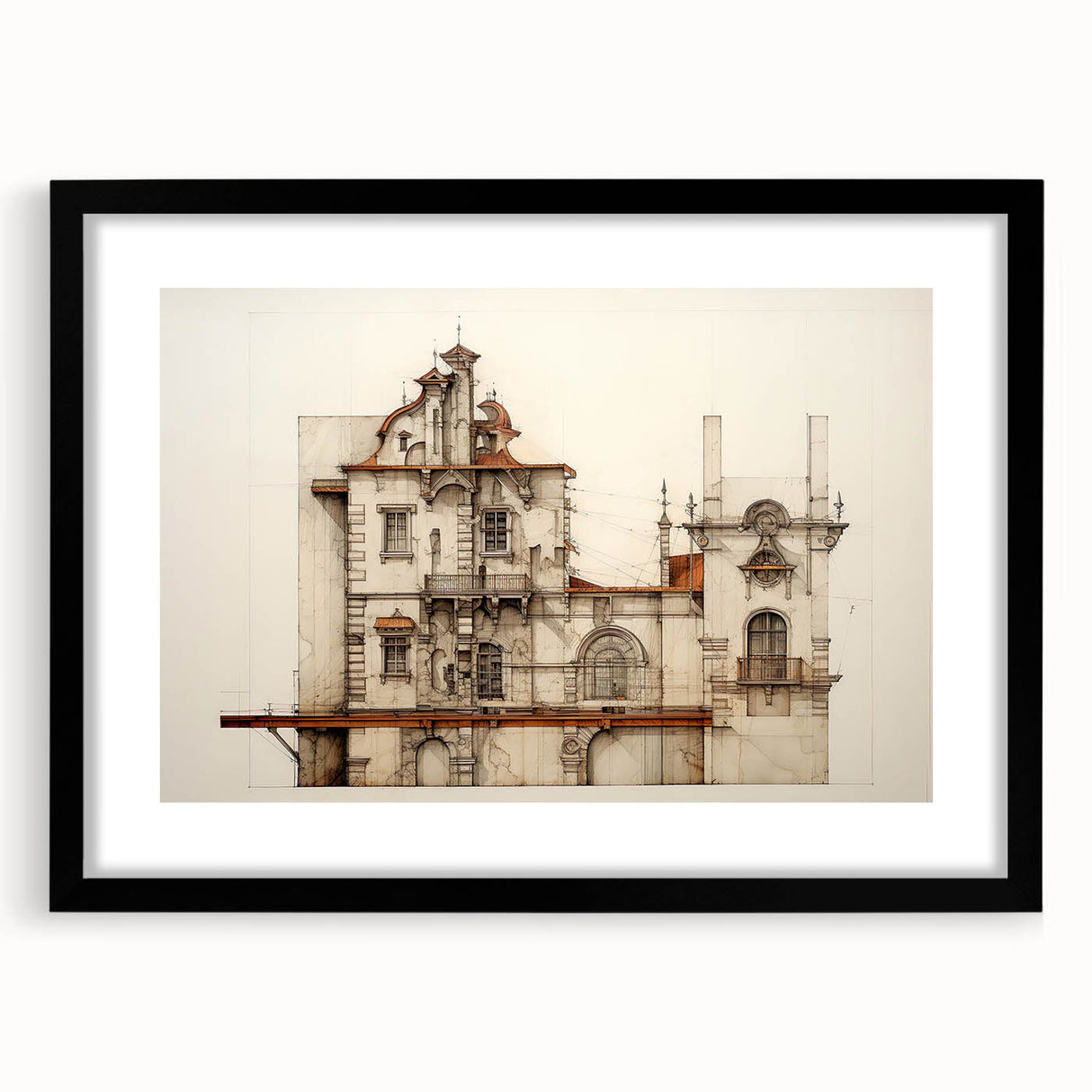 "Vintage Architectural Art - Classic Building Illustration Print"