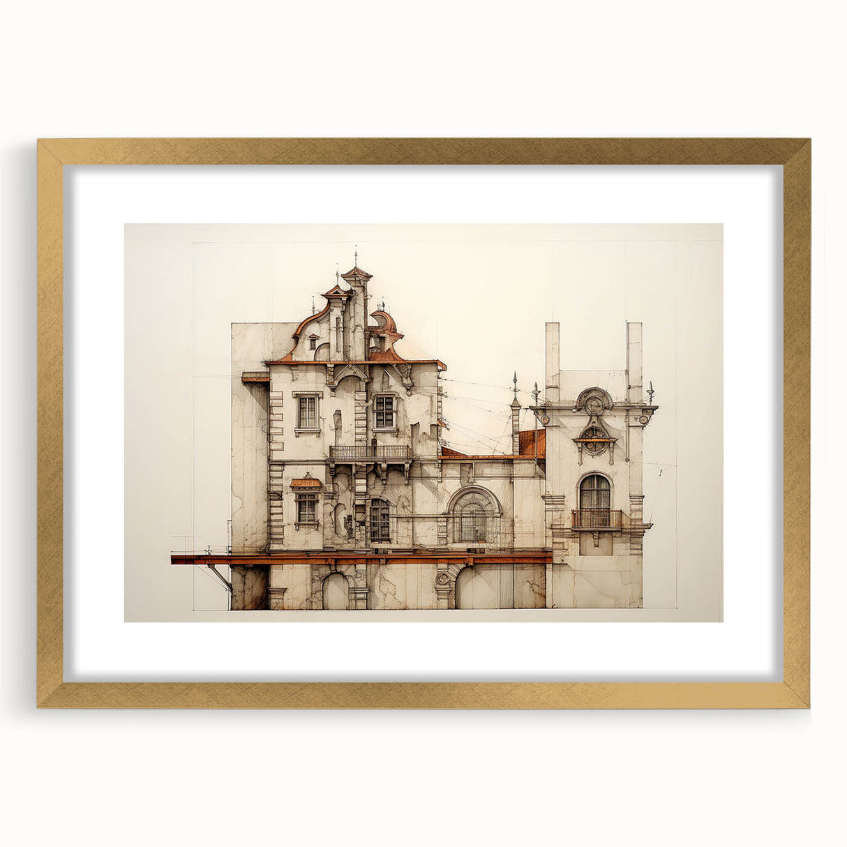 "Vintage Architectural Art - Classic Building Illustration Print"