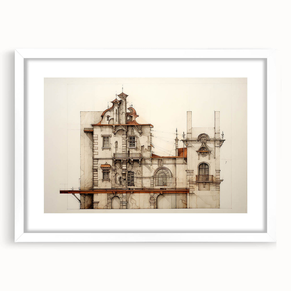 "Vintage Architectural Art - Classic Building Illustration Print"