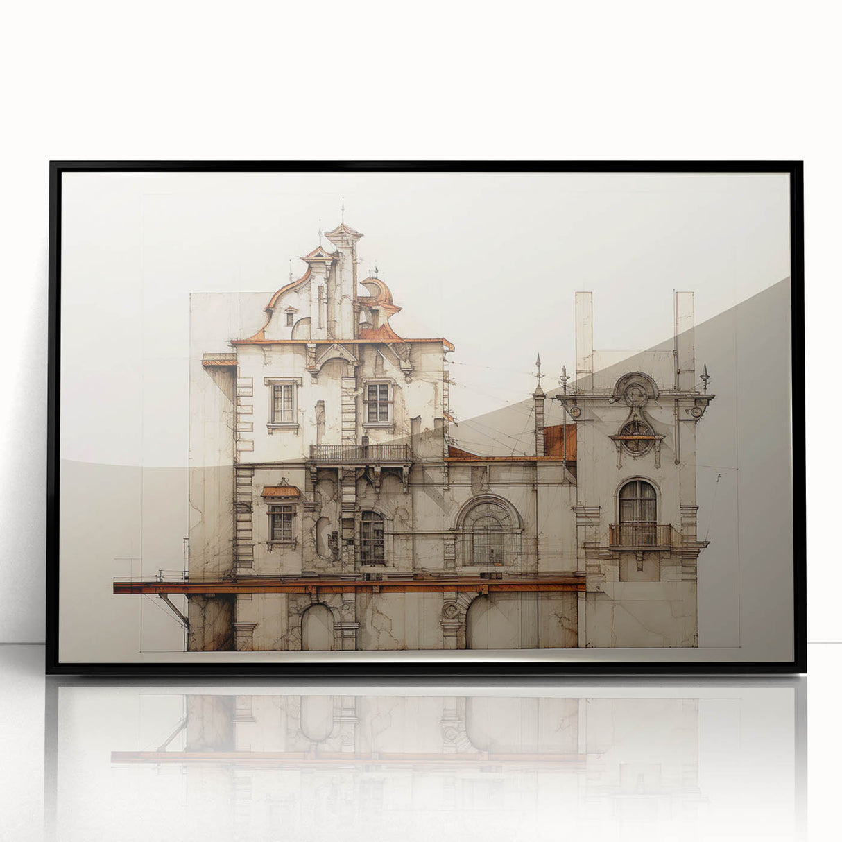 "Vintage Architectural Art - Classic Building Illustration Print"