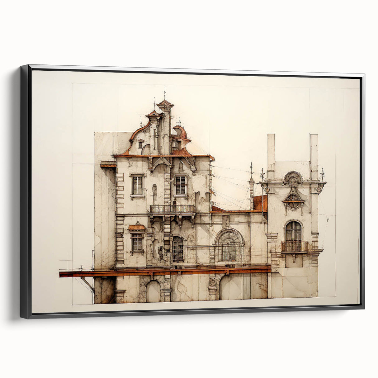 "Vintage Architectural Art - Classic Building Illustration Print"