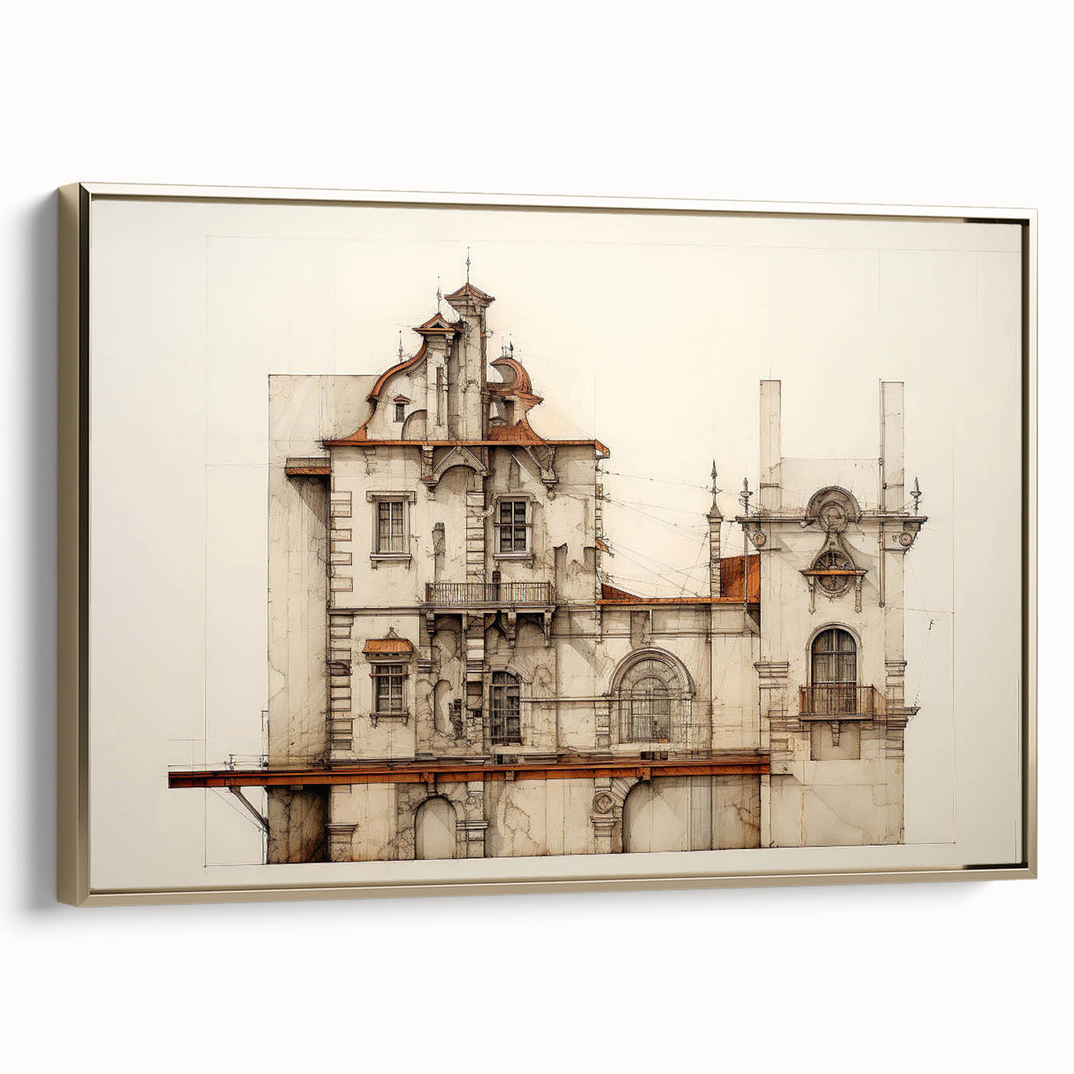 "Vintage Architectural Art - Classic Building Illustration Print"