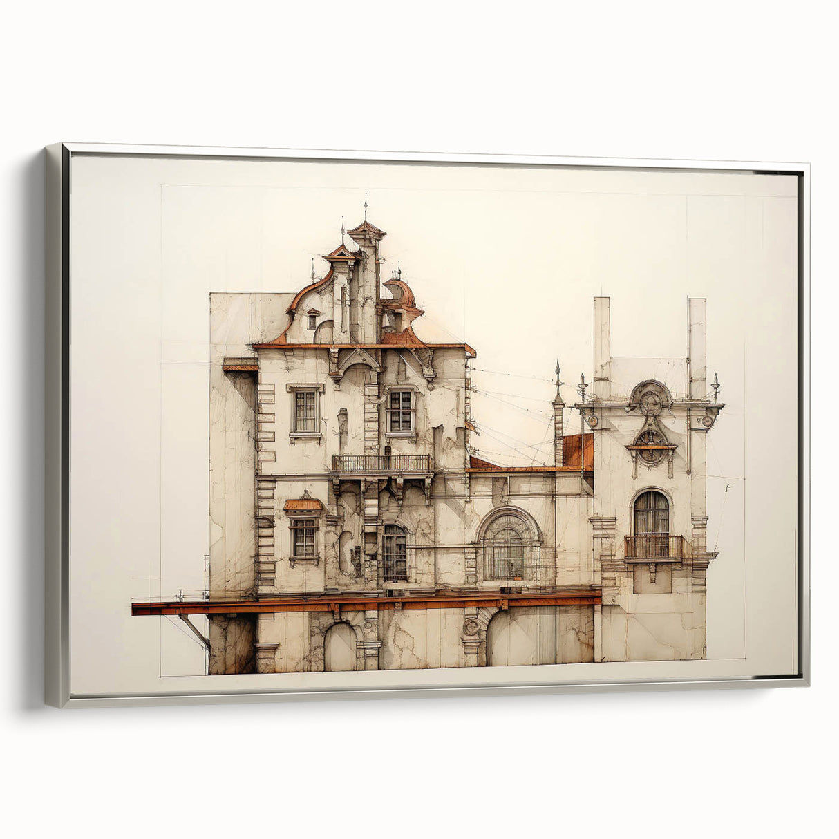 "Vintage Architectural Art - Classic Building Illustration Print"