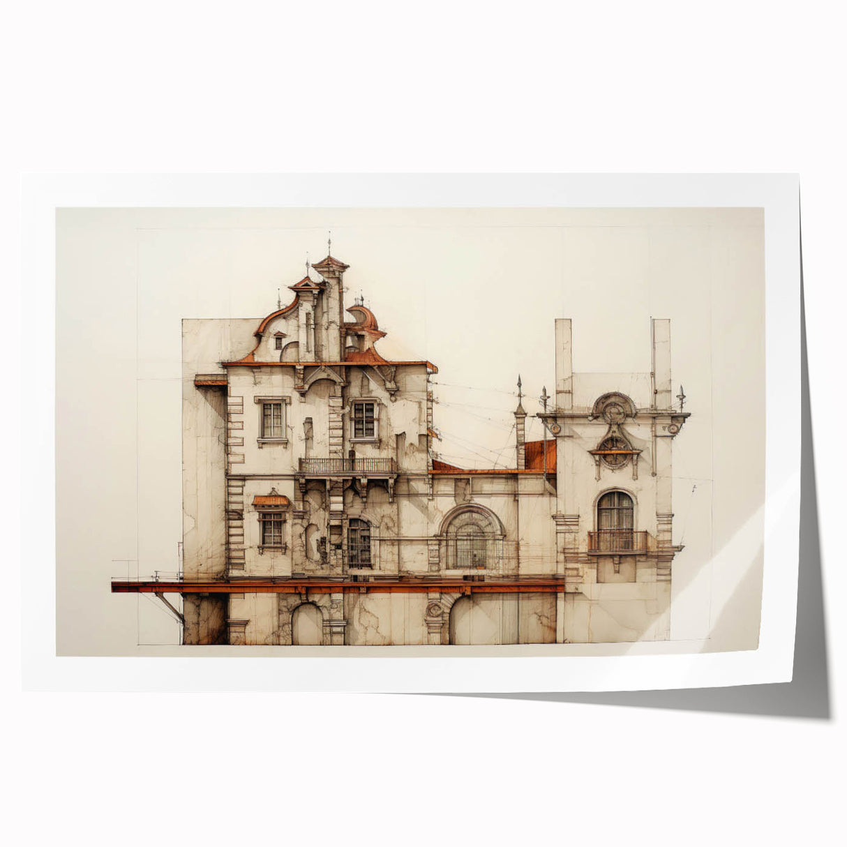 "Vintage Architectural Art - Classic Building Illustration Print"
