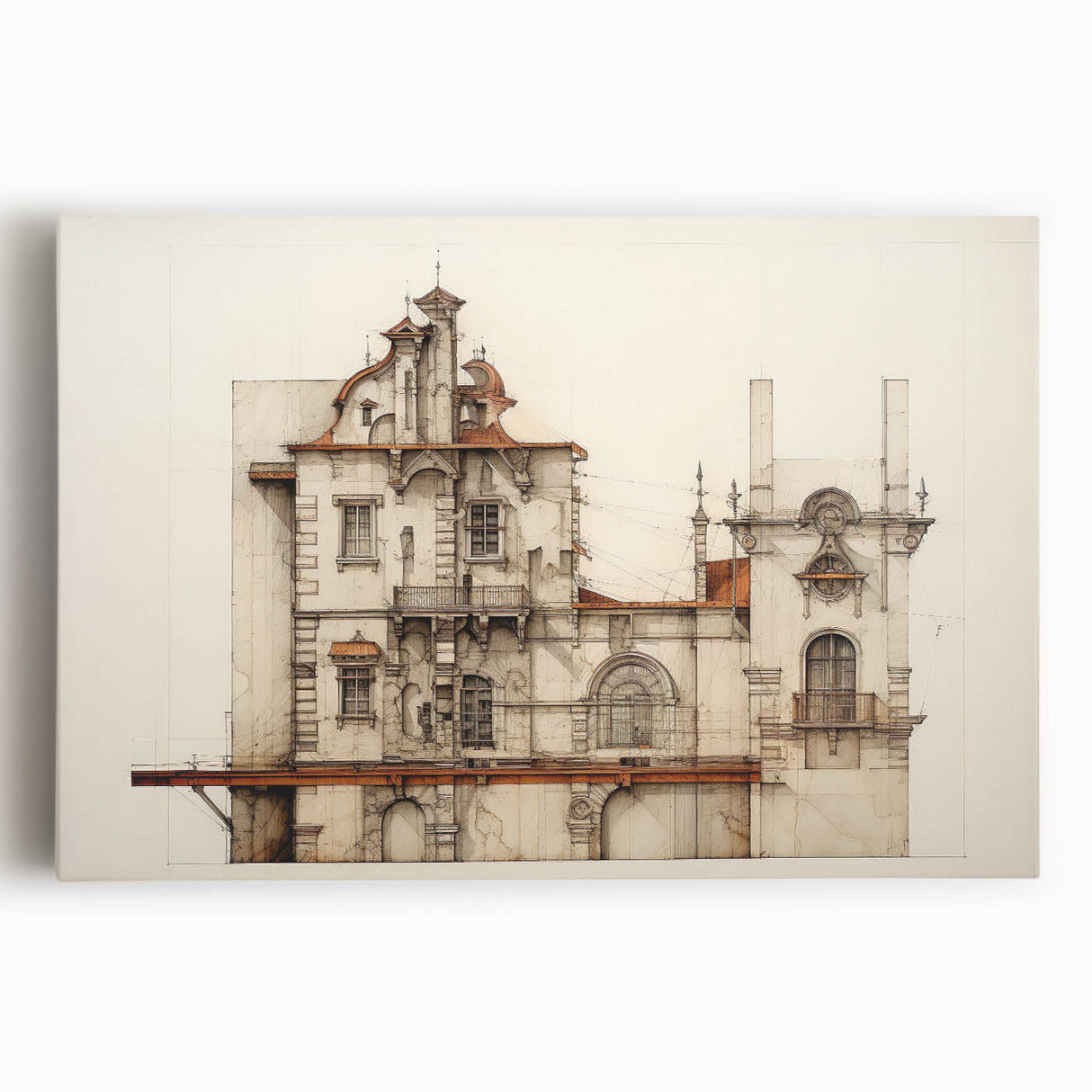 "Vintage Architectural Art - Classic Building Illustration Print"