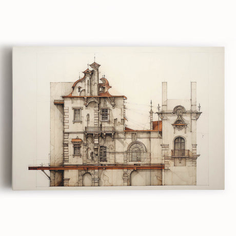 "Vintage Architectural Art - Classic Building Illustration Print"