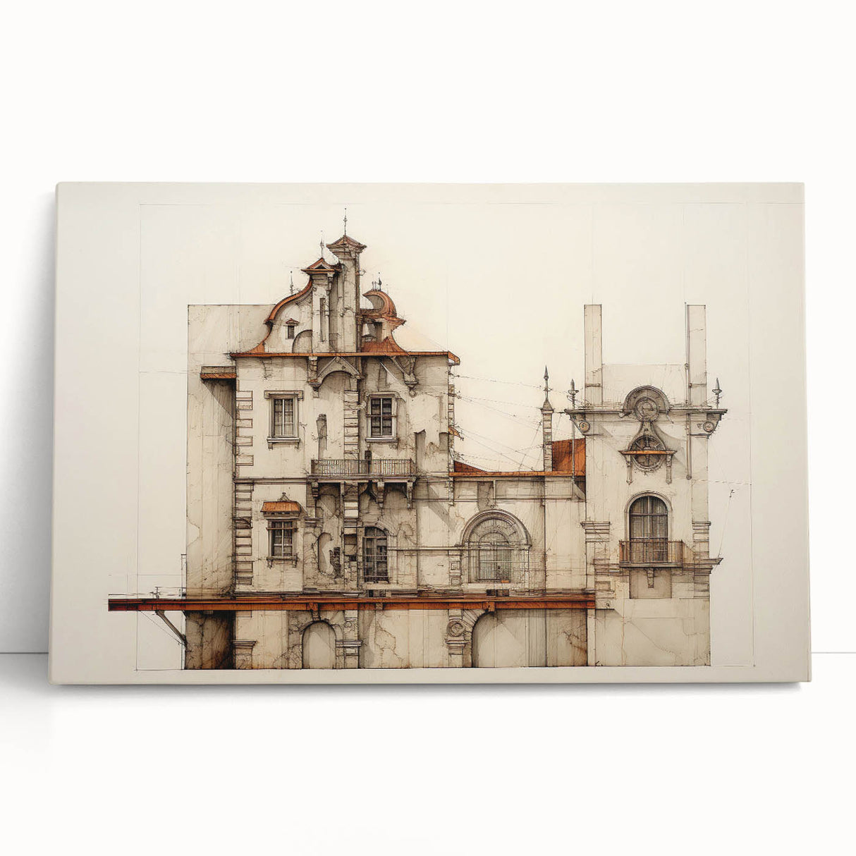 "Vintage Architectural Art - Classic Building Illustration Print"