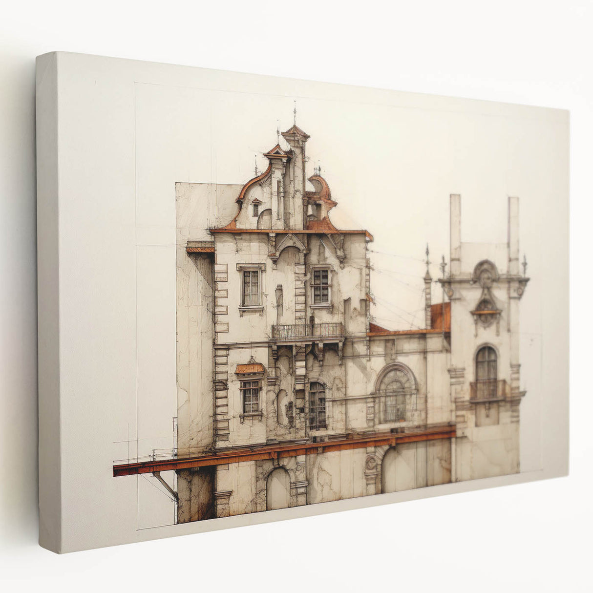 "Vintage Architectural Art - Classic Building Illustration Print"