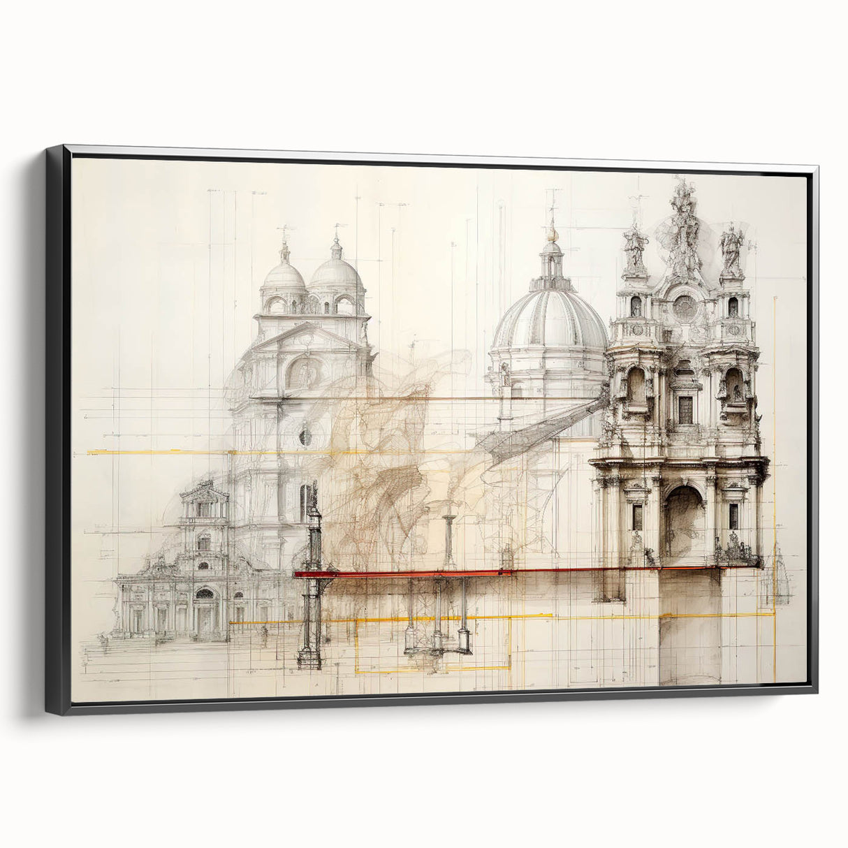 Vintage Architectural Wall Art - Historic Building Illustrations