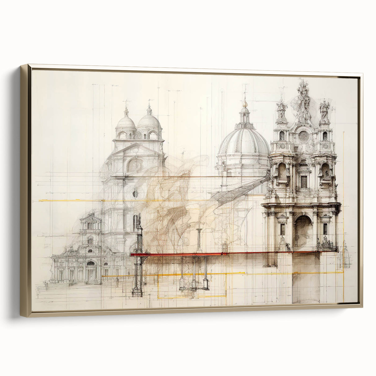 Vintage Architectural Wall Art - Historic Building Illustrations