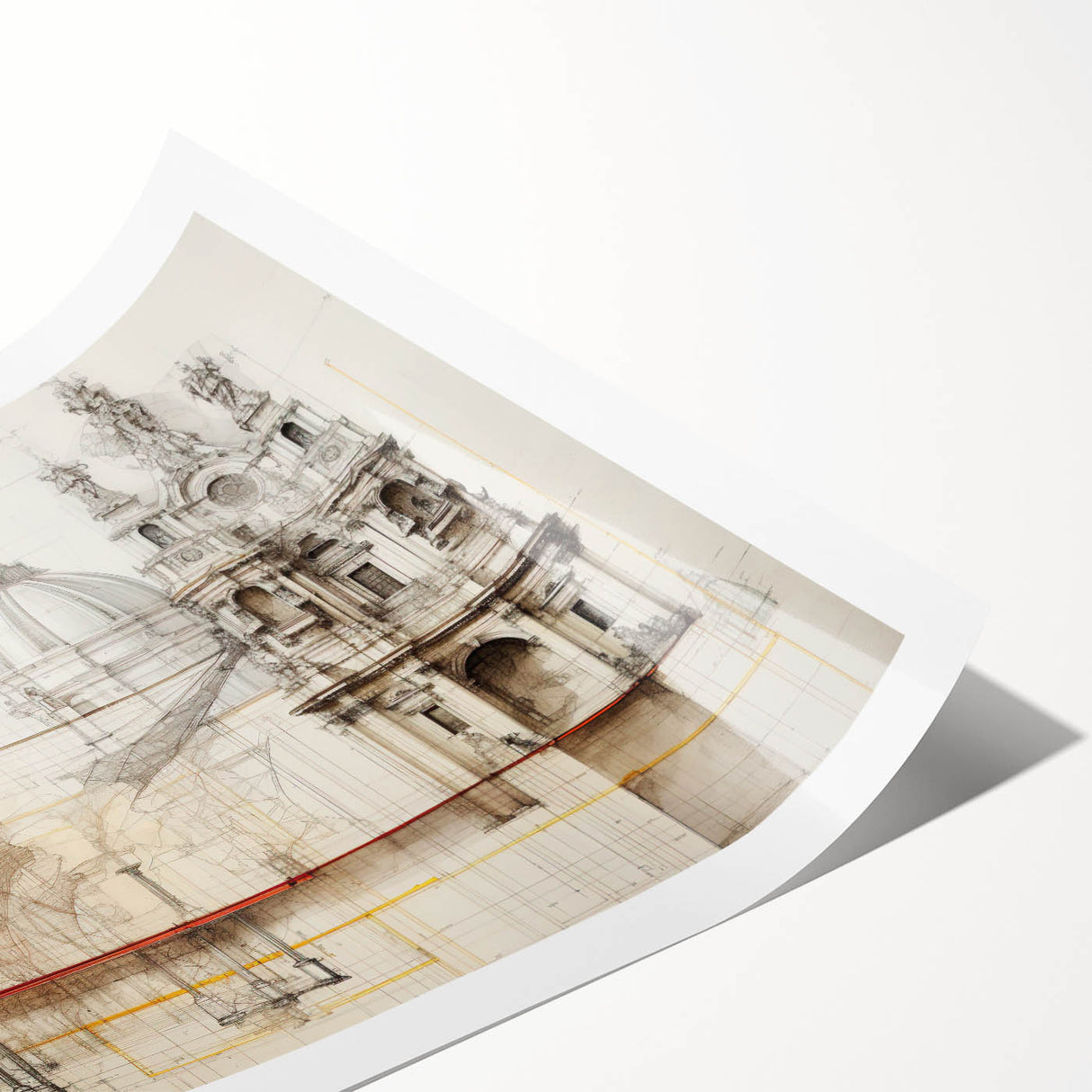 Vintage Architectural Wall Art - Historic Building Illustrations