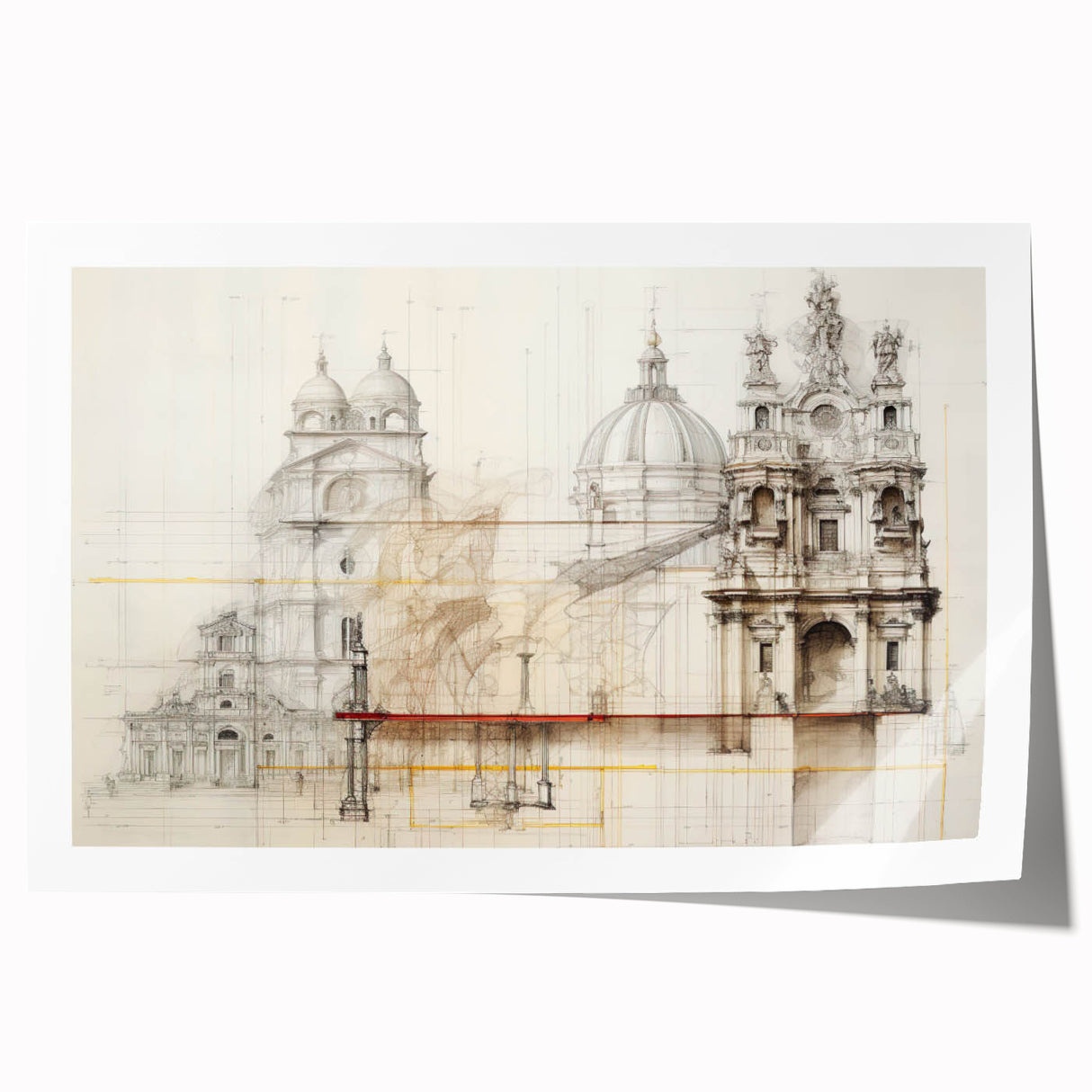 Vintage Architectural Wall Art - Historic Building Illustrations