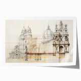 Vintage Architectural Wall Art - Historic Building Illustrations