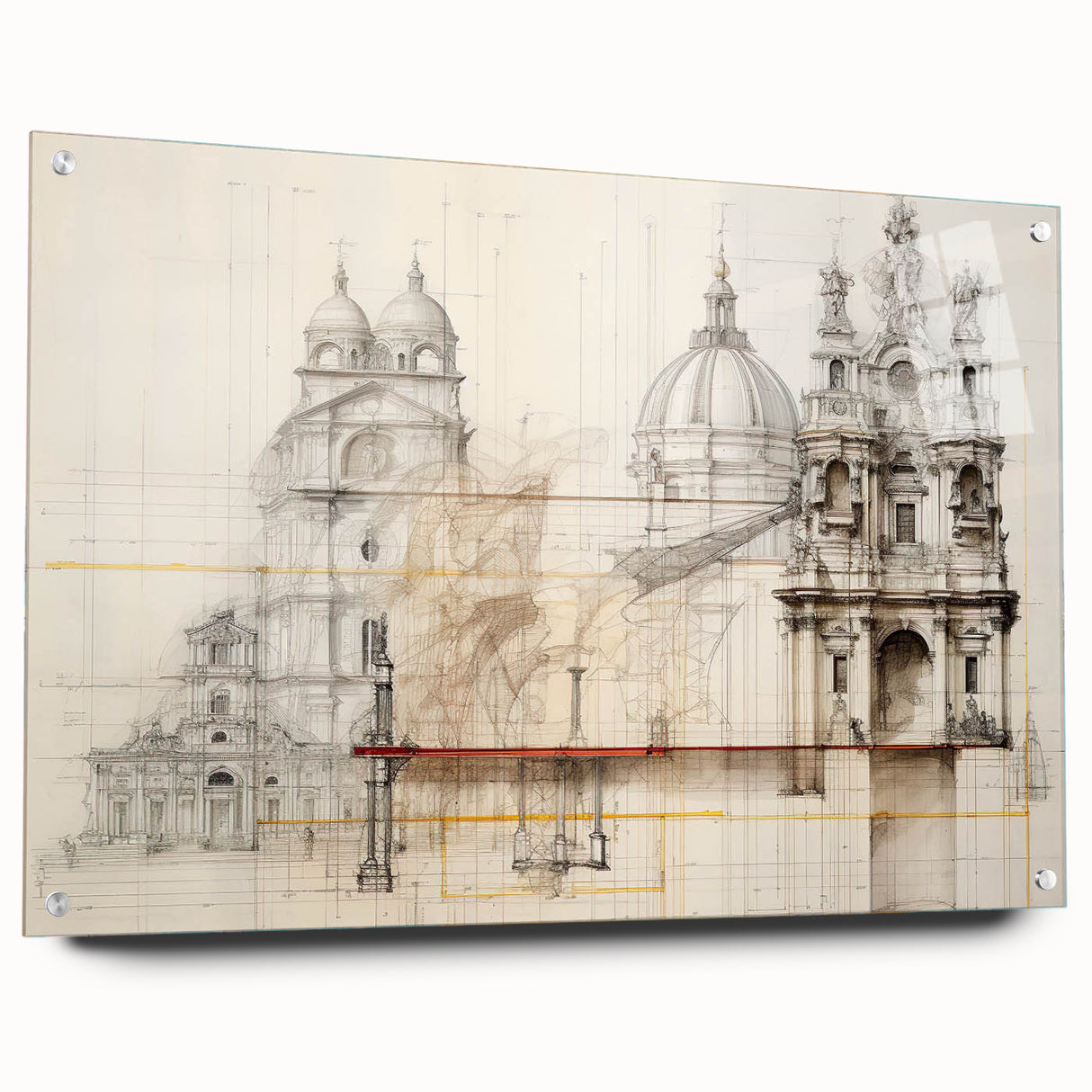 Vintage Architectural Wall Art - Historic Building Illustrations