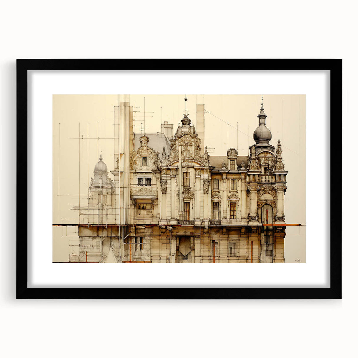 Vintage Architectural Art – Historic Building Illustration Print
