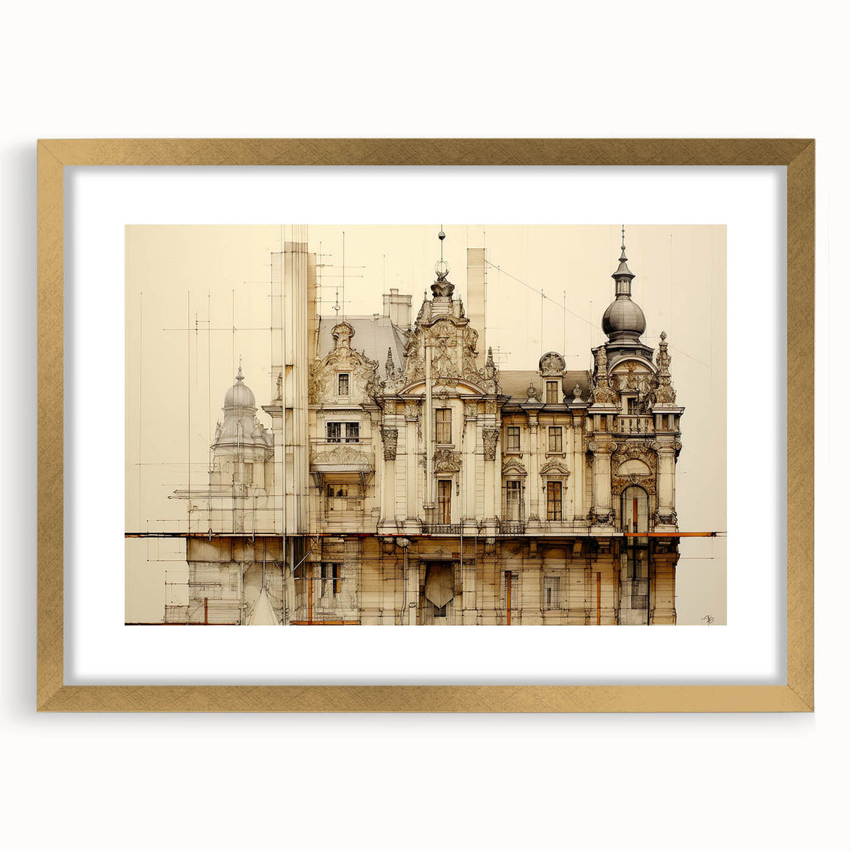 Vintage Architectural Art – Historic Building Illustration Print
