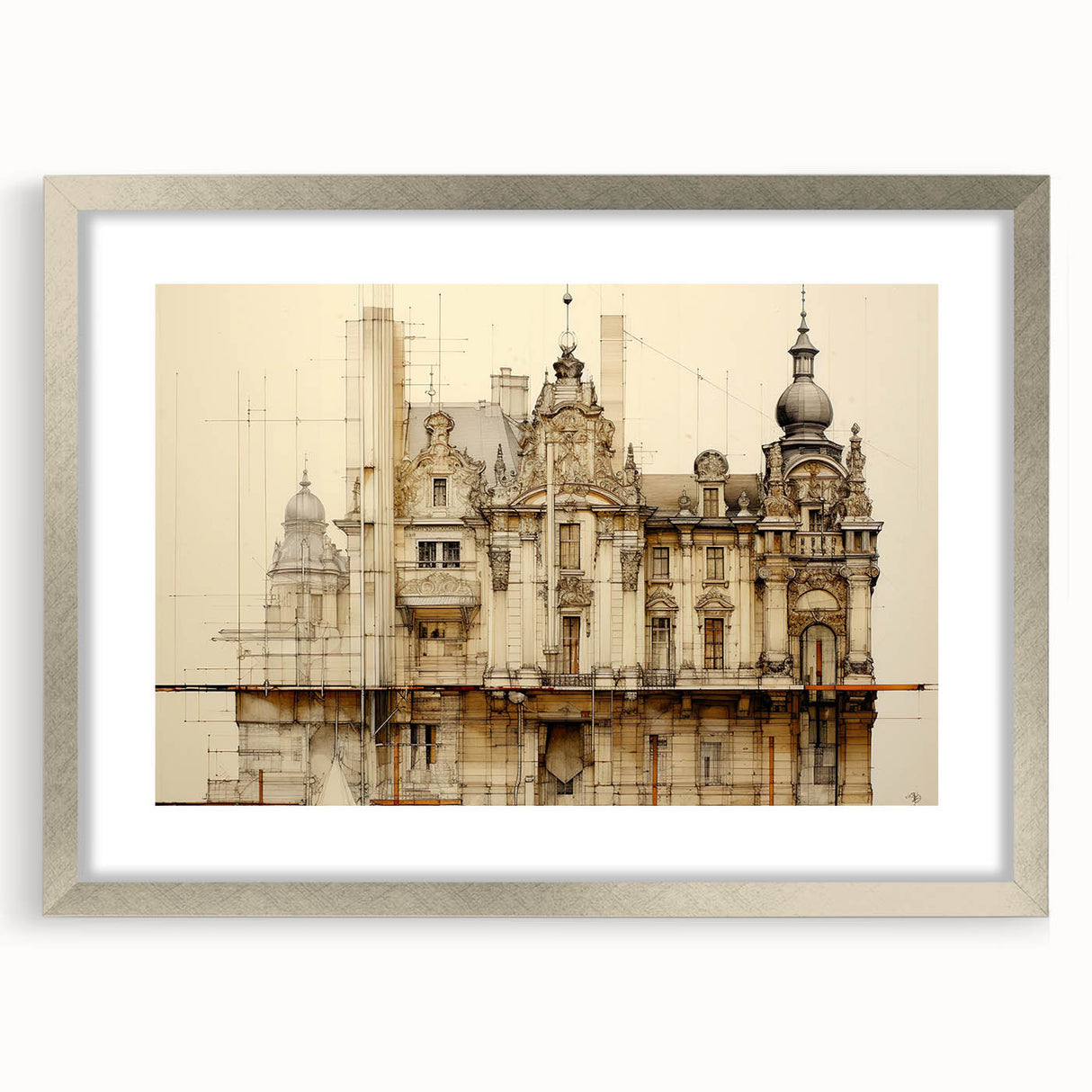 Vintage Architectural Art – Historic Building Illustration Print