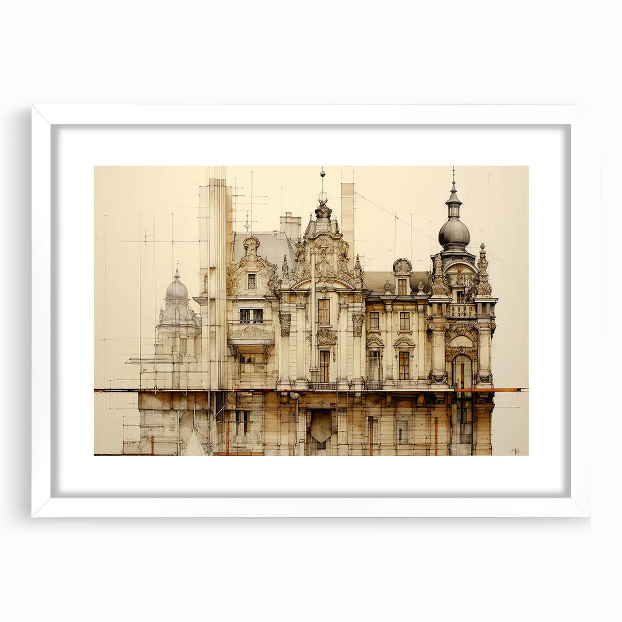 Vintage Architectural Art – Historic Building Illustration Print