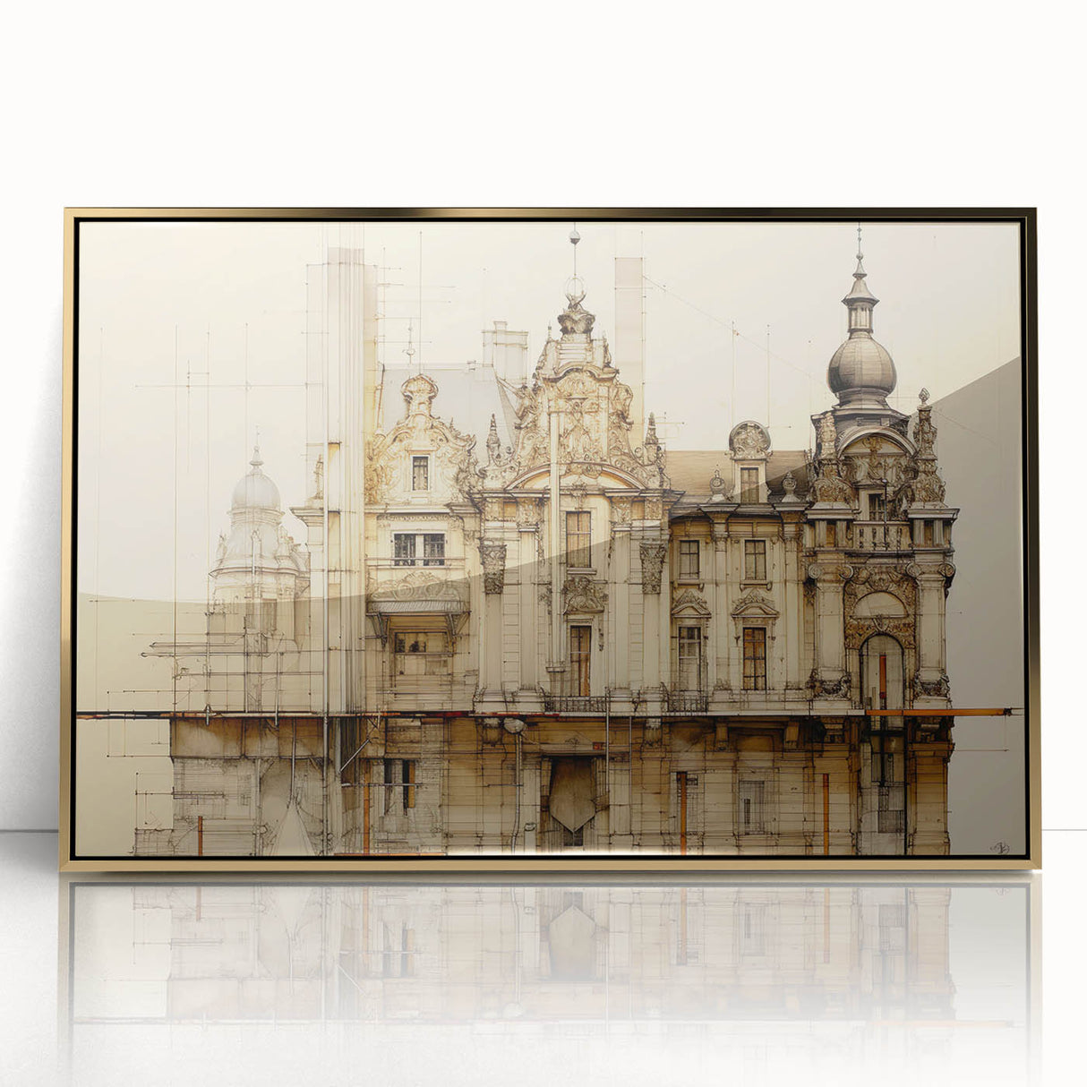 Vintage Architectural Art – Historic Building Illustration Print